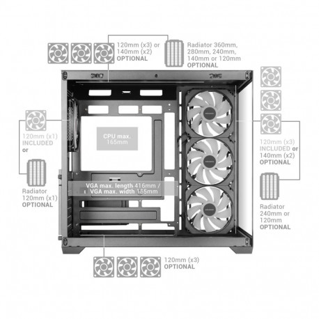 Computer Case - Mars Gaming MCV5 Midi Tower, Supports ATX, Tempered Glass, Black