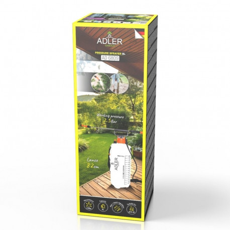 Garden Sprayer - Adler AD 6809 8L Capacity, 2.5 Bar Pressure, Stainless Steel Lance, White