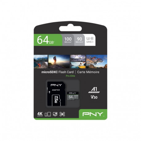 Memory Card - PNY PRO Elite 64 GB MicroSDXC UHS-I 100 MB/s U3