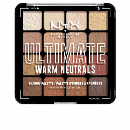 NYX PROFESSIONAL MAKE UP lauvärvipalett ULTIMATE 16 x 0,83gr, soojad neutraalsed toonid