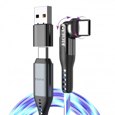 STATIK kaabel PowerPivot Pro helendav LED USB-C to USB-C 2m, must