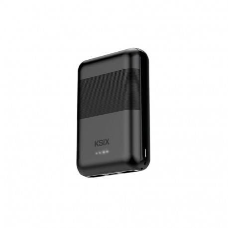 Ksix akupank mini 10000mAh 10W kaabel USB-A USB-C, must