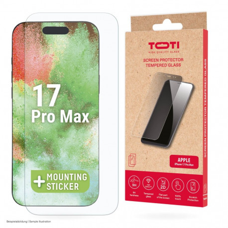 Ekraanikaitse iPhone 17 Pro Max 2D karastatud klaasist täiskattega, läbipaistev