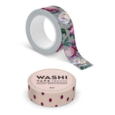 Interdruk tape Washi Trends 15mmx5m, assorted