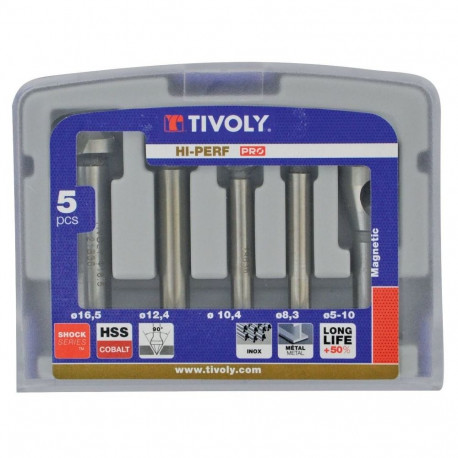 Süvistite komplekt, 5 osa. 90⁰, ØD=8,3-16,5mm, HSS-E5. "Half-box"