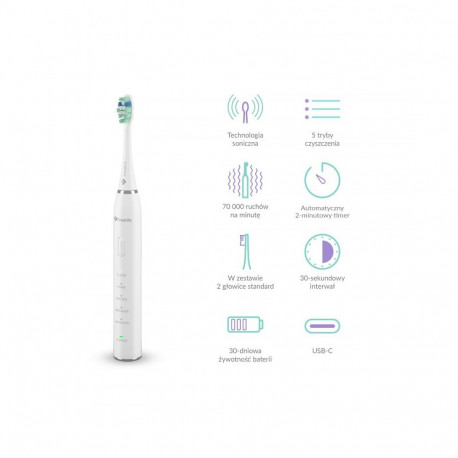 Electric Toothbrush - TrueLife SonicBrush Clean30 Duo, 70,000 Movements/Min, USB-C