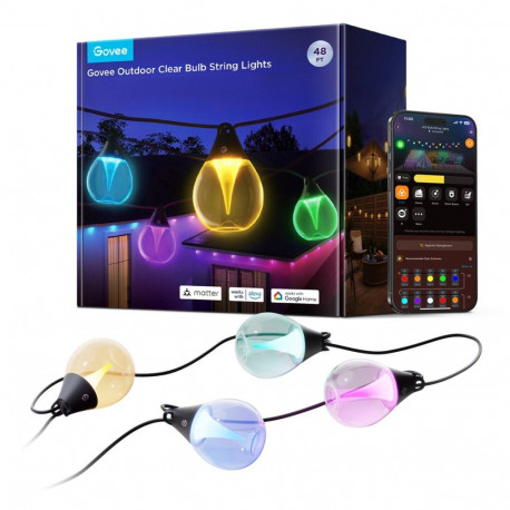 Smart String Light - Govee H7025 15M RGBICW Outdoor LED Wi-Fi + Bluetooth