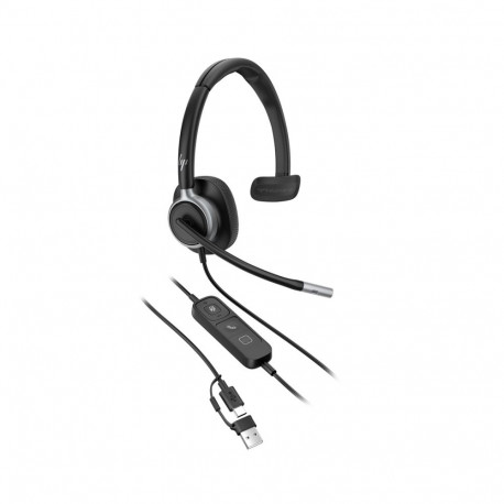 Headset - HP Poly Mission 615 Monaural USB Wired Headset, Noise Reduction Mic, USB-C/USB-A