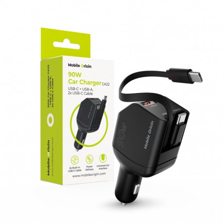 Mobile Origin autolaadija CA22 90W USB-C+USB-A 2× 60cm kaabliga