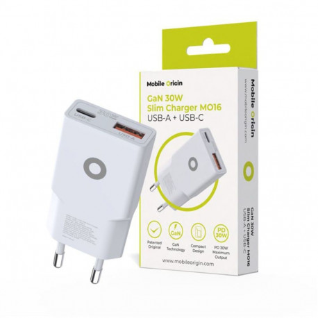 Mobile Origin laadija MO16 30W õhuke TÜV USB-A + USB-C