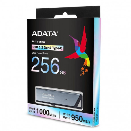 ADATA USB-mälupulk UE800 256GB USB Type-C 3.2 Gen 2 (3.1 Gen 2), hõbedane