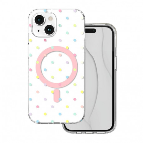 Bubble Dots Mag case for iphone 15 6,1" white