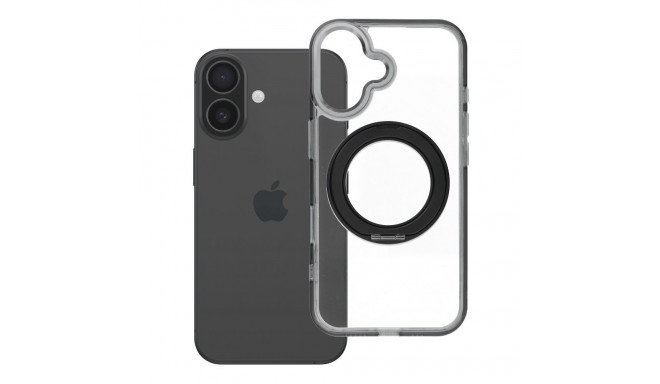 Case for iPhone 16 Frame Circle Stand compatible with MagSafe black