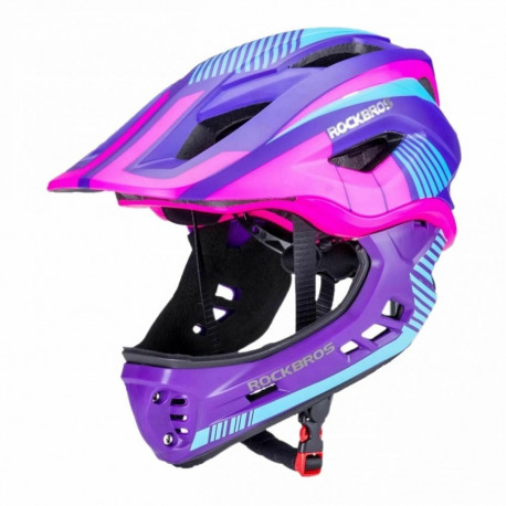 Rockbros Rockbros TT-32SBPP-M Children's Bike Helmet with Detachable Chin Size M - Purple-Pink