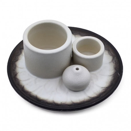 Incense Holder - Ancient Wisdom Palo Santo Ceramic Holder With Engraved Mandala Design White