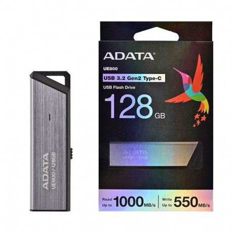 ADATA USB-mälupulk UE800 128GB USB Type-C 3.2 Gen 2 (3.1 Gen 2), hõbe