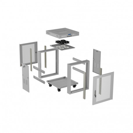 RACK CABINET 19" FREE-STANDING 15U/600X600 (FLAT PACK) WITH MESH DOOR LCD GREY LANBERG