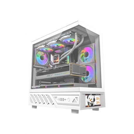 Computer Case - darkFlash DS950V Midi Tower ATX, 6 Fans, 6-inch Display, White