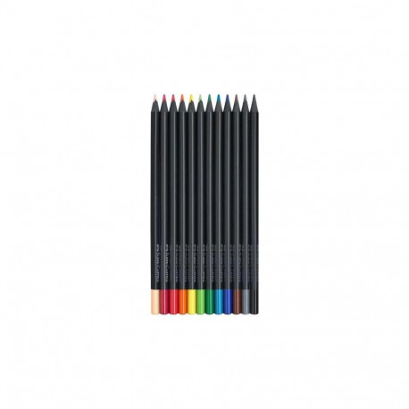 Art Supplies - Faber Castell FC-116412 Colored Pencils, Soft Lead, 12 Pcs, Black