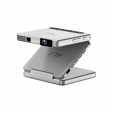 Projector - Aurzen Zip 720p DLP, 100 ANSI Lumens, 5000 mAh Battery Silver