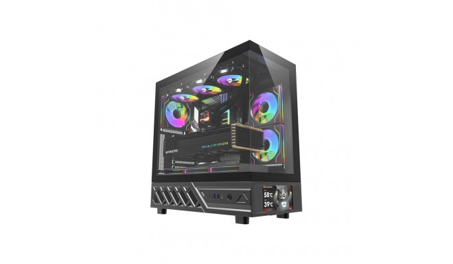 Computer Case - darkFlash DS950V Midi Tower ATX/ITX, 6 Fans, IPS Display, Black