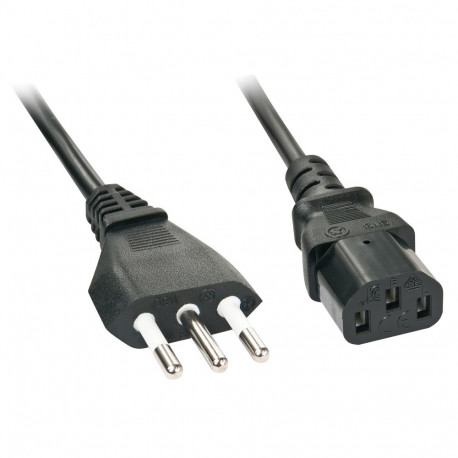 Mains Cable - LINDY Italian Mains Plug to C13 Cable, 2 m, Black
