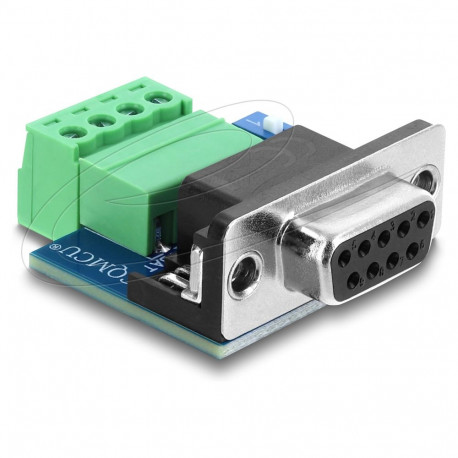 "D-Sub 9 Pin Buchse zu 4 Pin Terminalblock Adapter mit DIP-Schalter und 120 Ohm Abschlusswiderstand 