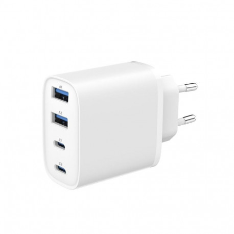 Universaalne laadija GaN 40W LCD 3xUSB-C 1xUSB-A, valge