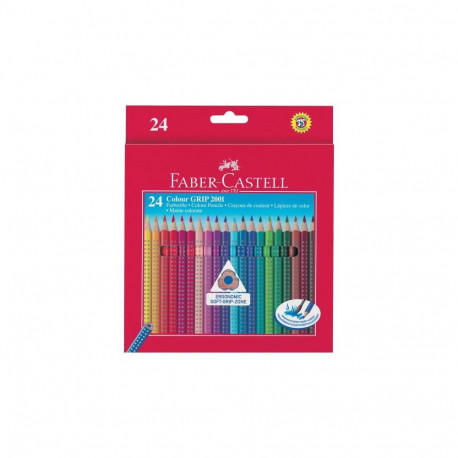 Art Supplies - Faber Castell FC-112424 Triangular Colored Pencils, Water-Soluble, 12 Pcs, Colorful