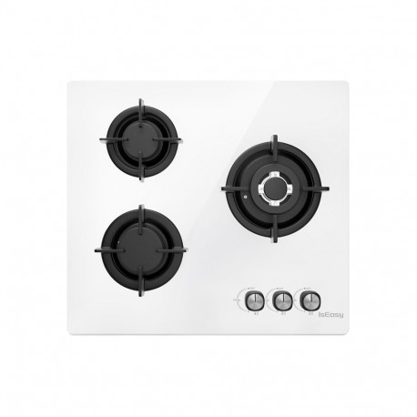 Home & Kitchen Appliance - ISEASY MGBG-603 Gas Hob 3 Burners 3.3kW, 2.7kW, 1.75kW White