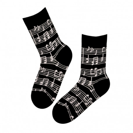 SOKISAHTEL MUSIC nootidega musta värvi puuvillased sokid