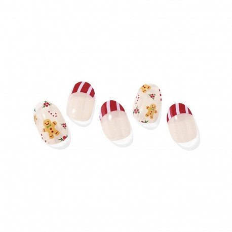Geellakikleebiste maniküürikomplekt Ohora Semi Cured Gel Nail Strips (N Gingerbread Cane)