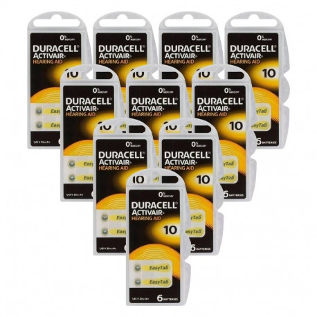 Hearing Aid Battery - Duracell Activair 10 Zinc-Air,  60 Pcs
