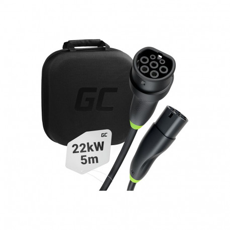 "Green Cell Elektroauto Ladekabel/electric car charging cable Typ 2 22KW 32A 5m Black"
