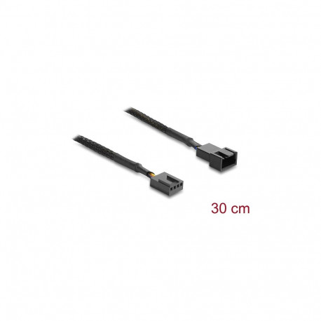 "Delock Lüfter Verlängerungskabel PWM Stecker zu Buchse 4 Pin mit Geflechtummantelung 30 cm schwarz"