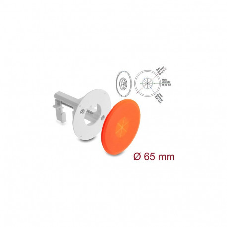 "Delock Silikon Kabeldurchführung rund Ø 65 mm zur Wandmontage / Tischmontage weiß / orange"