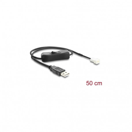 DELOCK ventilaatori kaabel USB-A 2.0 St > 3Pin ventilaatori pistik 50cm