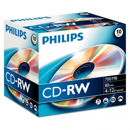 "1x10 Philips CD-RW 80Min 700MB 4-12x JC"