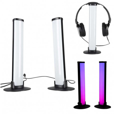 RGB-LED-mängulamp lauale, kolonnid, puldiga, 2-osaline komplekt