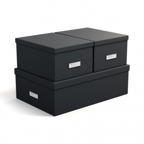 Hoiukarpide komplekt 3tk Inge Bigso Box, Re-Store Paper Laminate Dark Grey 456