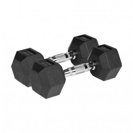 REBEL ACTIVE Rubber-coated cast iron dumbbells 2x5 kg