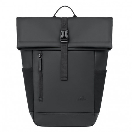 Rivacase Eden backpack Roll top backpack Black Polyester, PU leather
