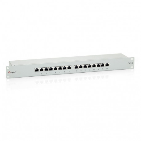 Equip varjestatud patch-paneel 16-Port Cat.6, helehall