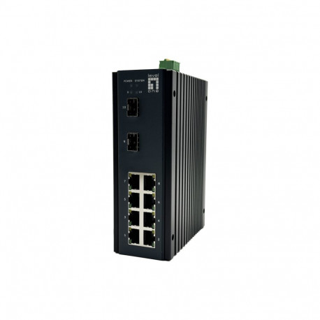 LevelOne 10-Port L2 Plus Managed Gigabit Industrial Switch, 8x 1GbE RJ45, 2x 1/2.5GbE SFP, DIN-Rail,