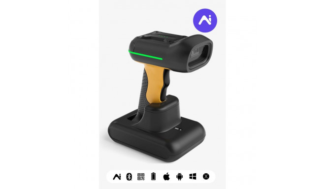 Inateck BCST-75S Handheld bar code reader 1D/2D CMOS Black, Yellow