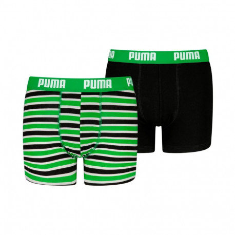 Bokserki dla dzieci Puma Everyday Striped 2 pak zielono-czarne 938970 03 152cm