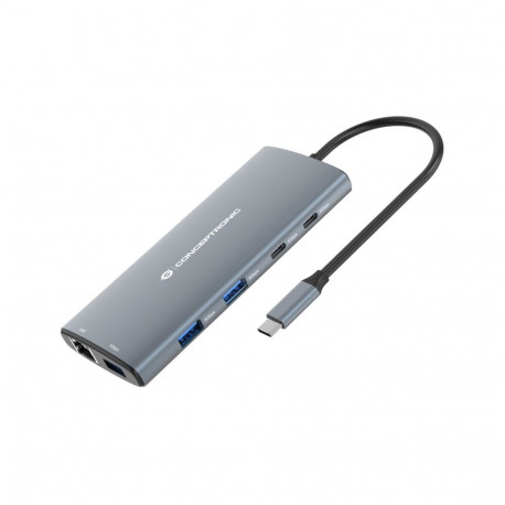Conceptronic dokijaam DONN06G 10-ühes USB 3.2 Gen 1 HDMI 100W USB PD USB-C 5Gbps x2 USB-A 5Gbps x3 S
