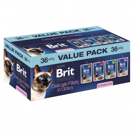BRIT Premium by Nature Delicate fillets in gravy Sterilised Box - wet cat food - 36x85g