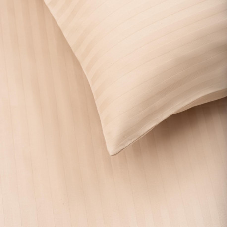 BED COV SET STRIPED SATEEN SAND 160X200
