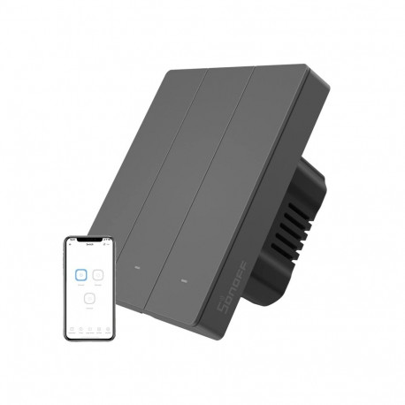 SONOFF M5-3C-80 Smart WiFi Wall Switch (3-channel, flush-mount, graphite)